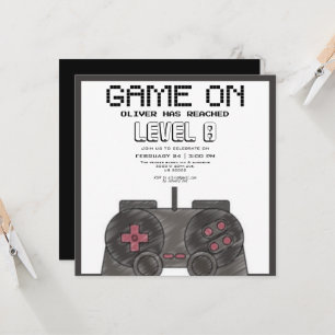 Modern video games birthday  invitation