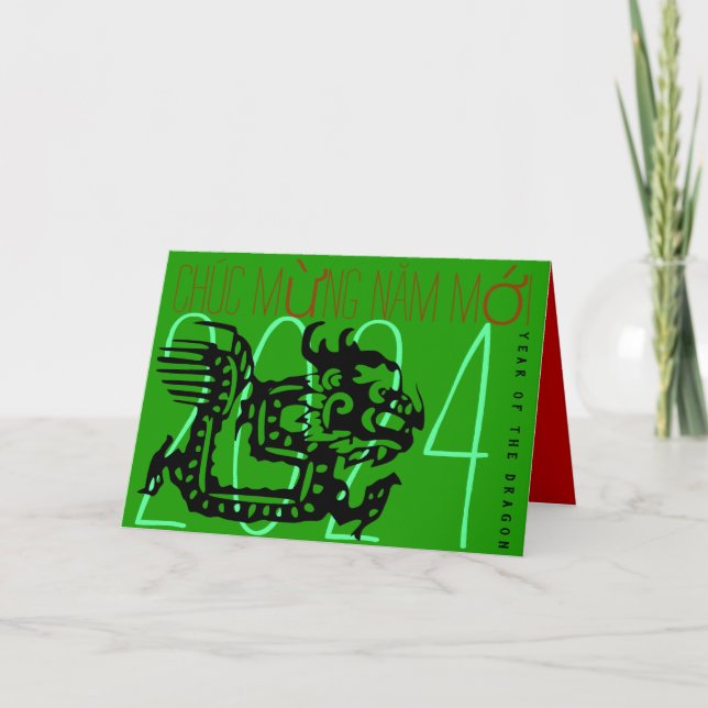 Modern Vietnamese Dragon New Year 2024 HGC Holiday Card (Front)