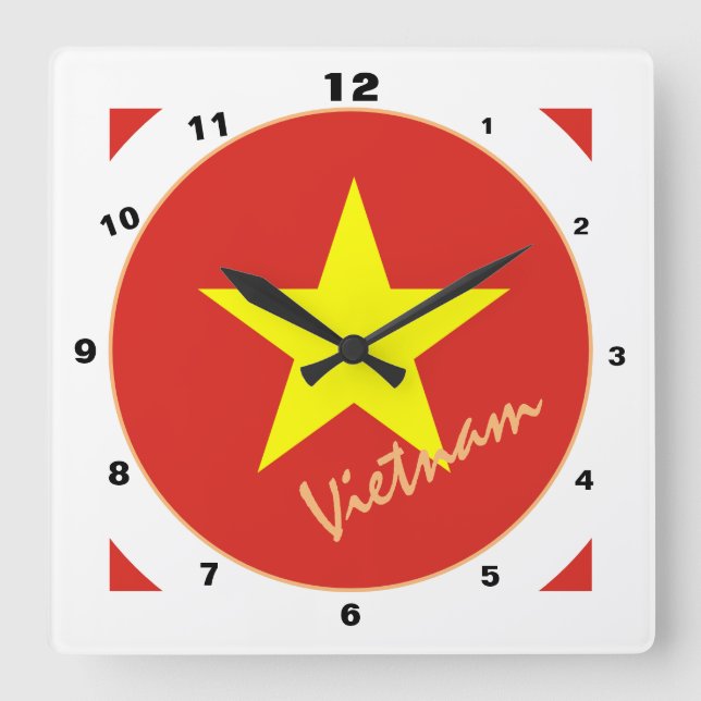 Modern Vietnamese Flag, Vietnam Home / design Square Wall Clock (Front)
