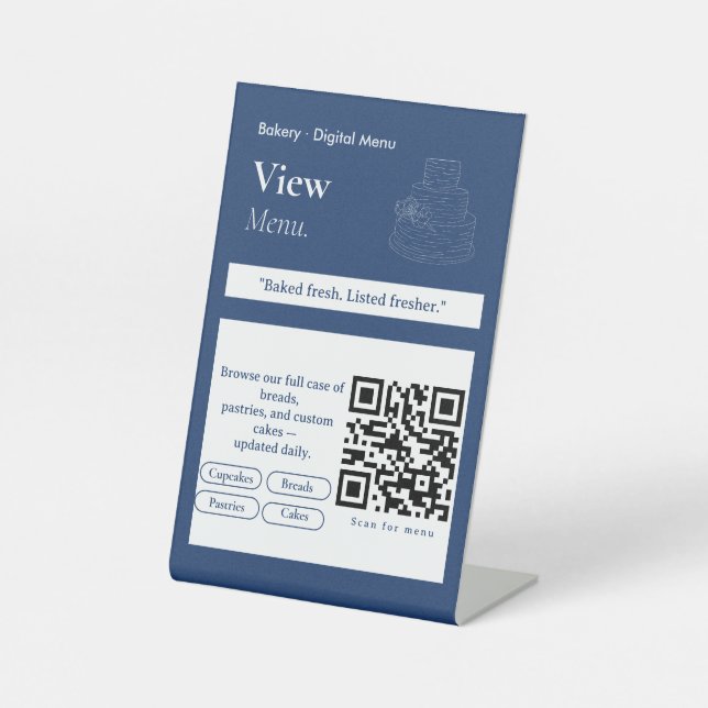Modern View Menu QR Code Sign | Digital Menu  (Front)