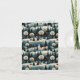 Modern Village Landscape Christmas Card