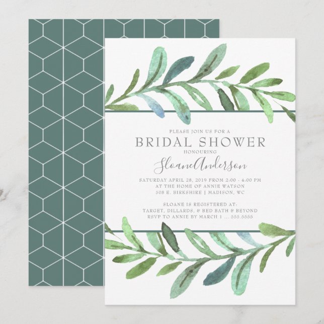 Modern Vines Botanical Bridal Shower Invitation (Front/Back)