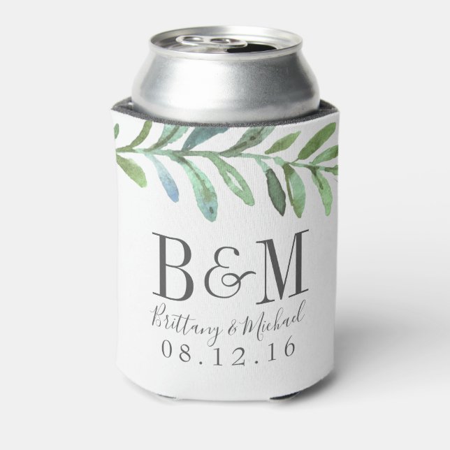 Modern Vines Botanical Wedding Favour Can Cooler (Can Back)