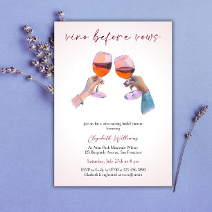 Modern Vino Before Vows Blush Pink Bridal Shower Invitation