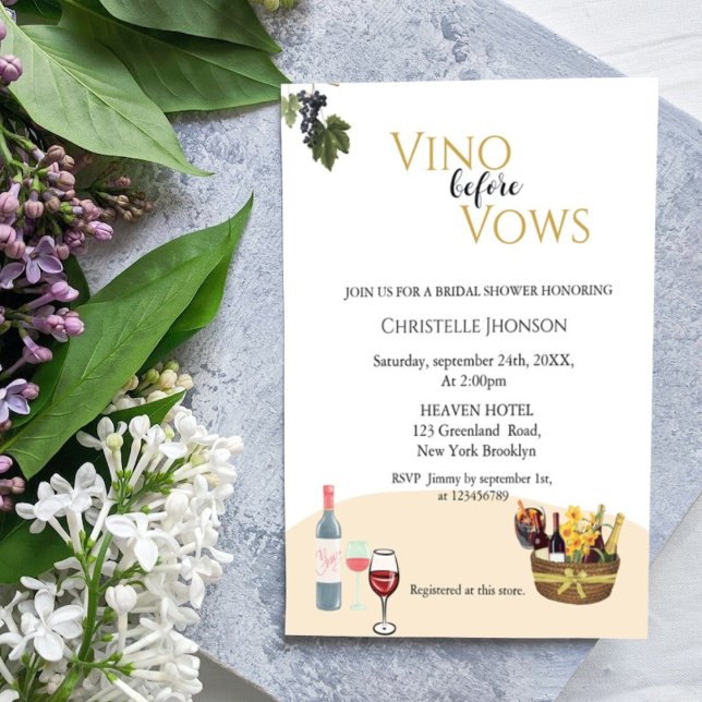 Modern Vino before vows bridal shower invitation (Creator Uploaded)