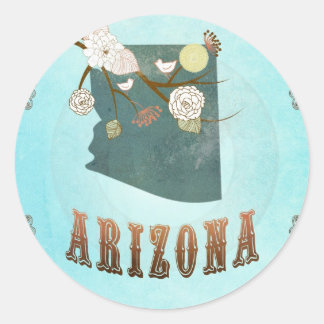 Modern Vintage Arizona State Map – Aqua Blue Classic Round Sticker