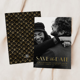 Modern Vintage Art Deco Save the Date Foil Invitat