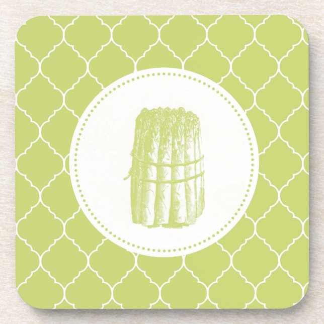modern vintage aspargus coaster (Front)