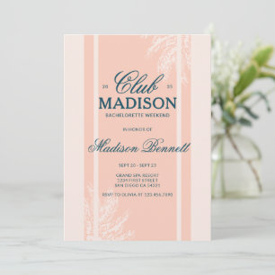 Modern Vintage Bachelorette Weekend   Pink Blue  Invitation