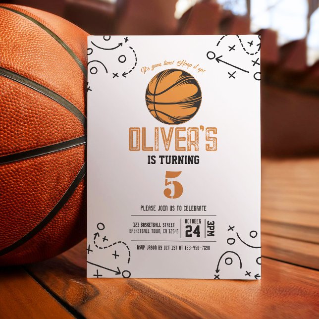 Modern Vintage Basketball Sports Tactics Birthday Invitation (Creator Uploaded)