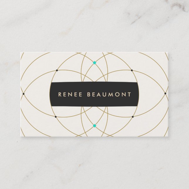 Modern Vintage Beaded Gold Wire Designer Business Card (Front)