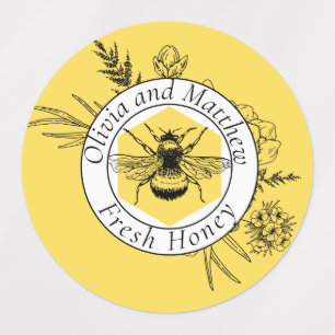 Modern Vintage Bee Honey Label Hand Bottled