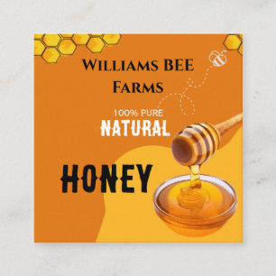 Modern Vintage Bee Honey Label Hand Bottled Square Business Card
