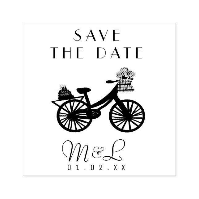 Modern Vintage Bike Save the Date Design Stamp (Imprint)