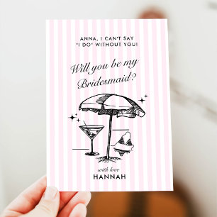 Modern Vintage Black Bridesmaid Proposal Card