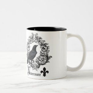 modern vintage black halloween crow Two-Tone coffee mug