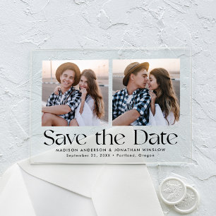 Modern Vintage Black Type Photo Save The Date Acrylic Invitations