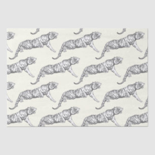 Modern Vintage Black White Tiger Pattern Tissue Paper