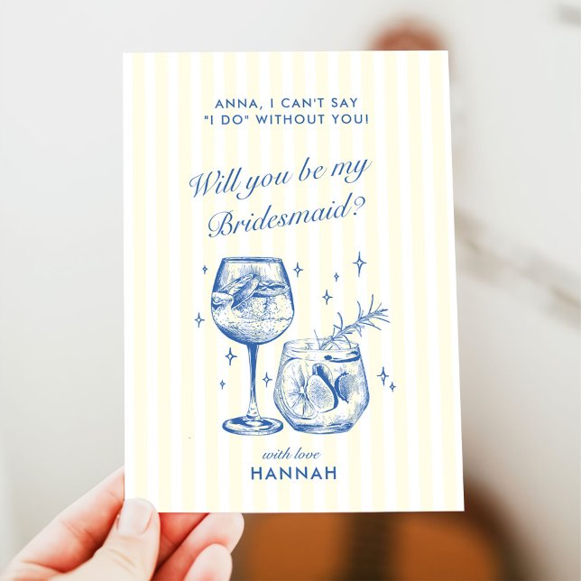 Modern Vintage Blue Bridesmaid Proposal Card (Creator Uploaded)