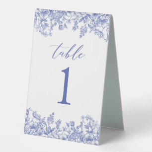 Modern Vintage Blue Floral Table Tent Sign