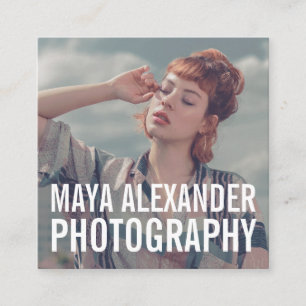 Modern vintage blue photography photo filter square business card
