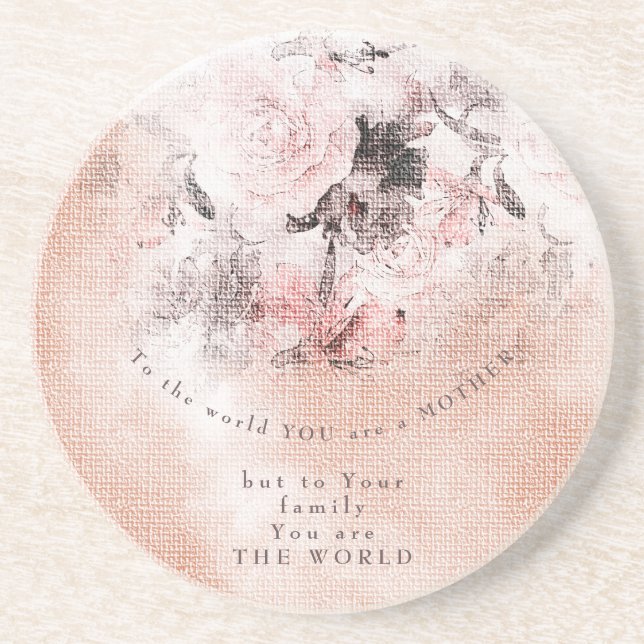 Modern-Vintage Blush Floral Mother's Day Coaster (Front)