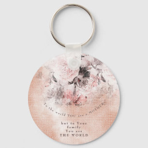 Modern-Vintage Blush Floral Mother's Day Key Ring