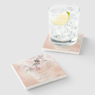 Modern-Vintage Blush Floral Mother's Day Stone Co Coaster