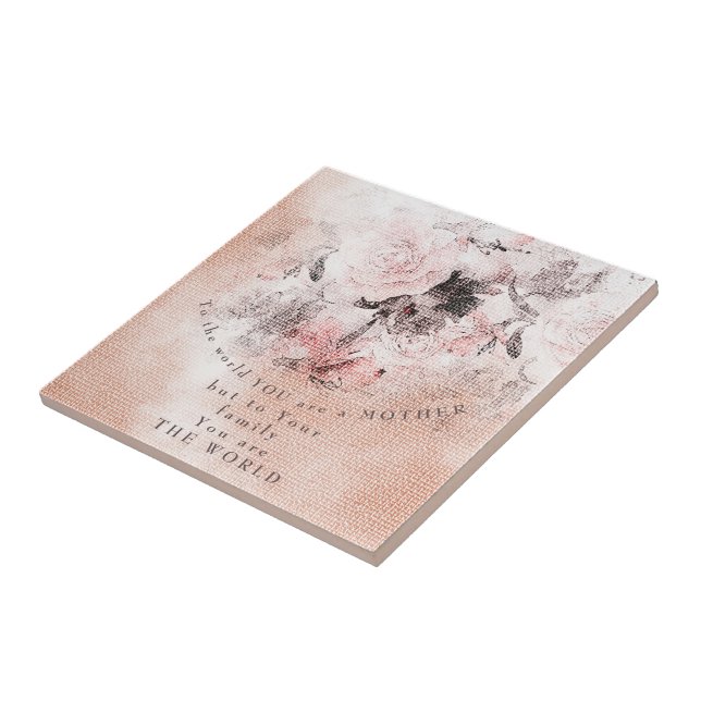 Modern-Vintage Blush Floral Mother's Day  Tile (Side)