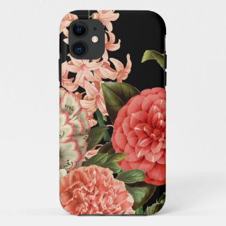 modern vintage botanical pink flowers iPhone 11 case