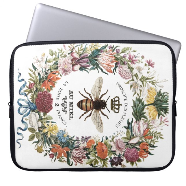 MODERN VINTAGE BOTANICAL QUEEN BEE LAPTOP SLEEVE (Front)