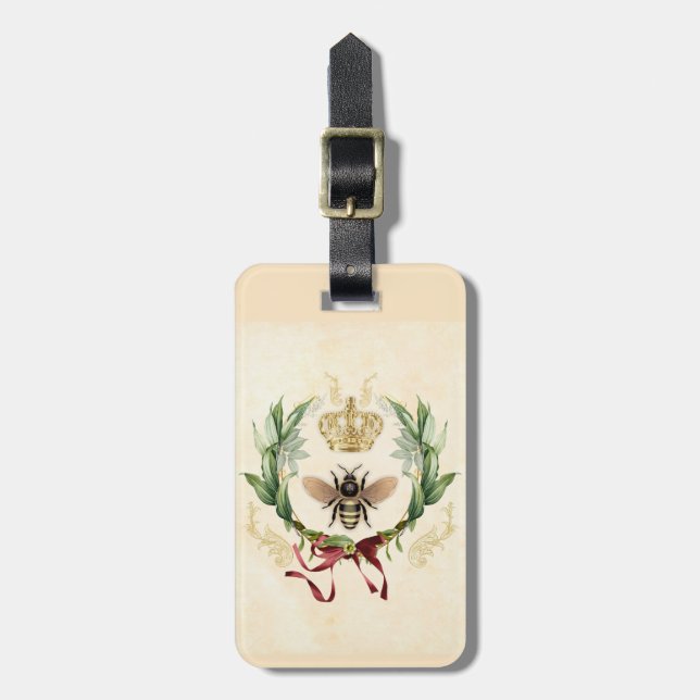 Modern Vintage Botanical Queen Bee                 Luggage Tag (Front Vertical)