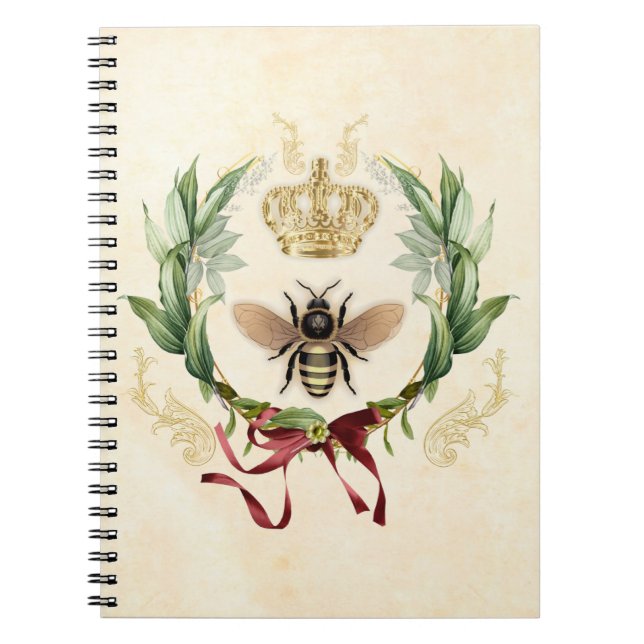 Modern Vintage Botanical Queen Bee Notebook (Front)