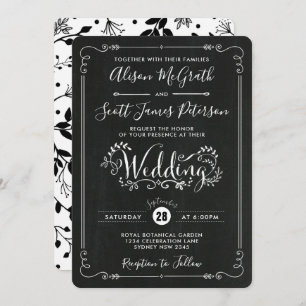 Modern Vintage Botanical Wedding Retro Invite