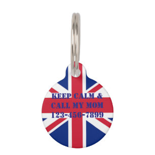 modern vintage british flag union jack pet tag
