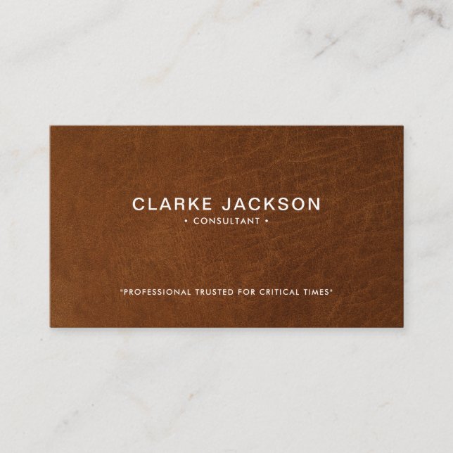 Modern Vintage Brown Leather Texture Look Business Card (Front)