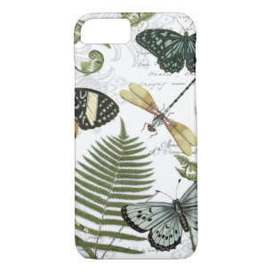 modern vintage butterflies and dragonflies iPhone 8/7 case