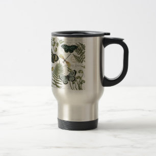 modern vintage butterflies and dragonflies travel mug