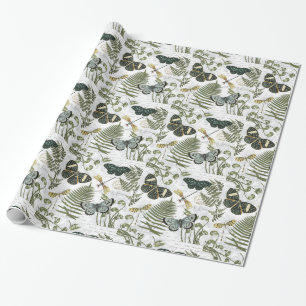 modern vintage butterflies and dragonflies wrapping paper