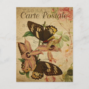 Modern Vintage Butterflies collage art  Postcard