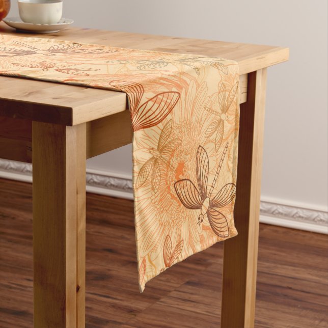modern vintage butterflies long table runner (In Situ)