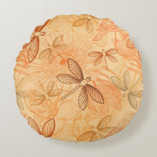 modern vintage butterflies round cushion