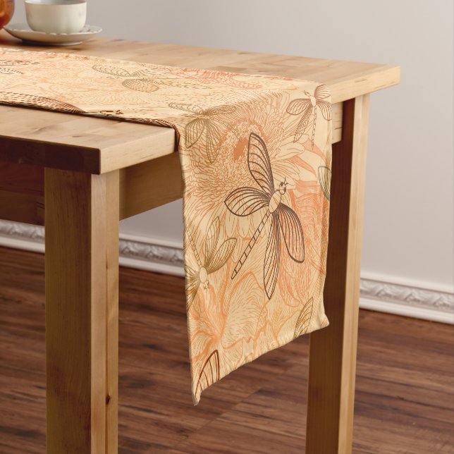 modern vintage butterflies short table runner (In Situ)