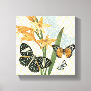 Modern Vintage butterflies stretched canvas Print