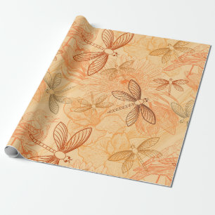 modern vintage butterflies wrapping paper