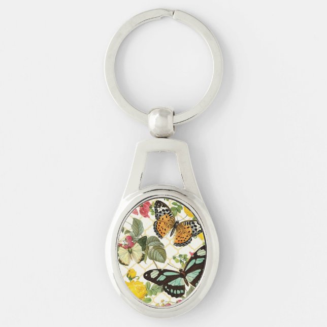 modern vintage butterfly garden key ring (Front)