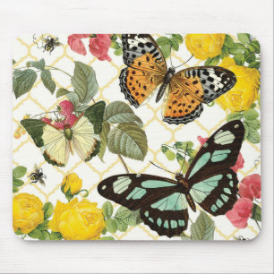 modern vintage butterfly garden mouse mat