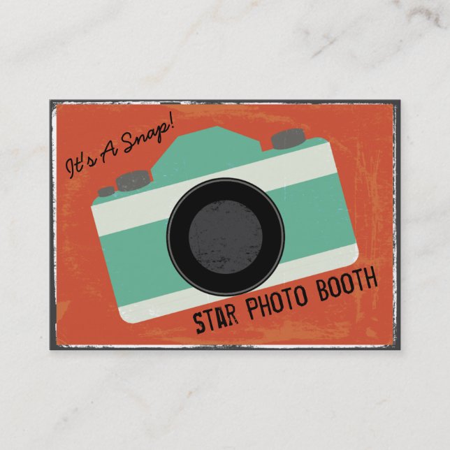 Modern Vintage Camera Photo Booth Photography Business Card (Front)