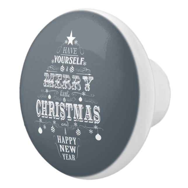 modern vintage chalkboard christmas tree ceramic knob (Right)