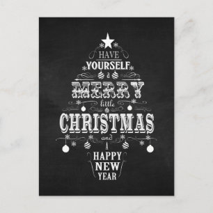 modern vintage chalkboard christmas tree holiday postcard